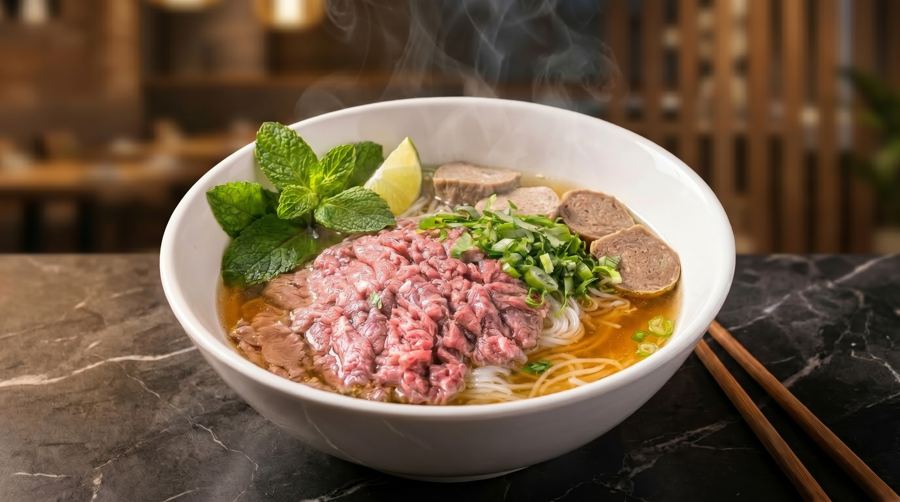 Rare Beef and Meatball Pho